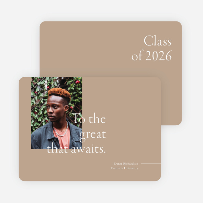 Greatness Awaits Graduation Announcements & Graduation Invitations - Beige