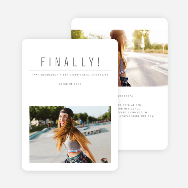 Bold Announcement Graduation Announcements - White