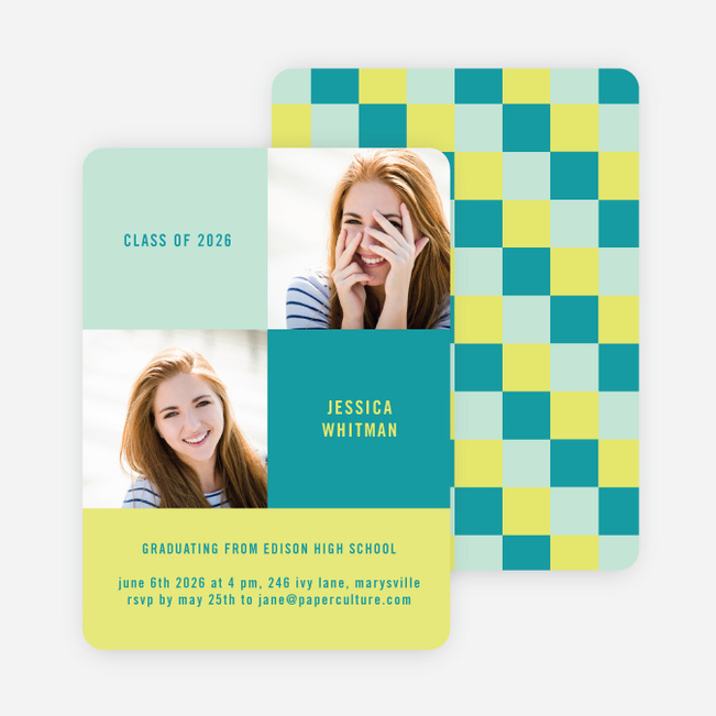 Bold Geometric Graduations Cards - Green