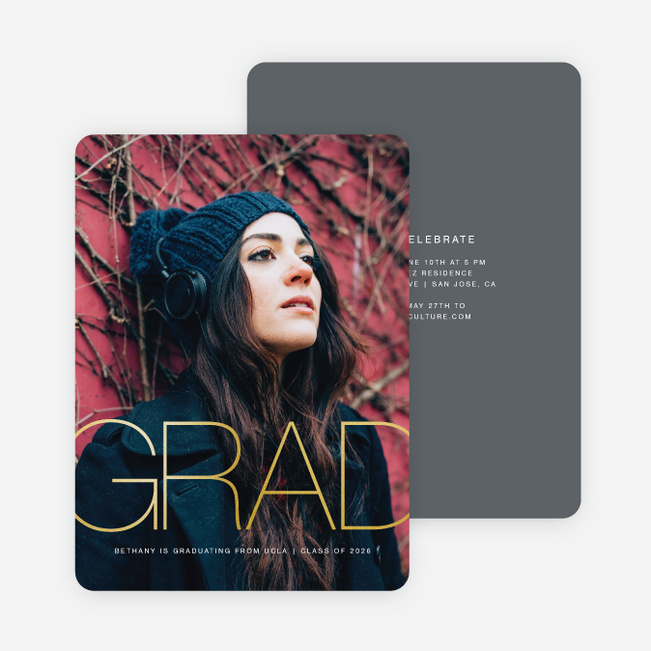 Foil Classic Type Graduation Invitations - Gray