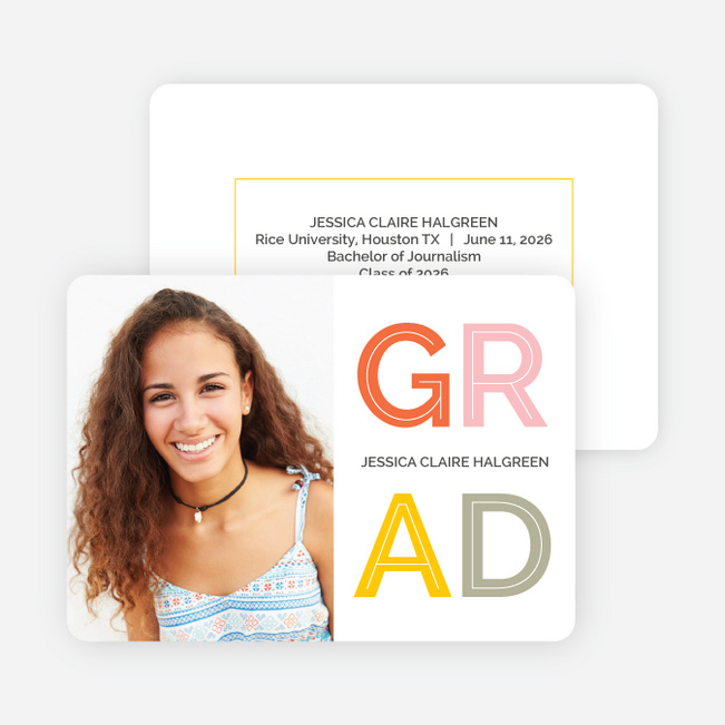 Happy Grad Graduation Announcements - Yellow