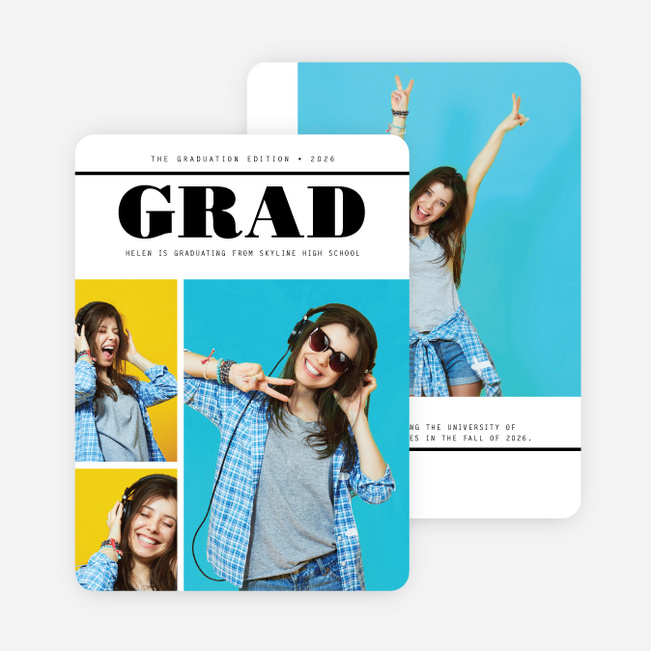 Screaming Headlines Graduation Announcements - Black