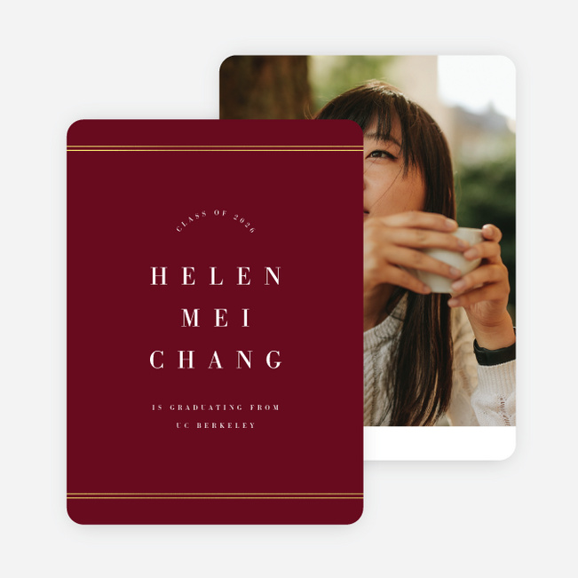 Foil Traditional Flair Graduation Announcements - Red