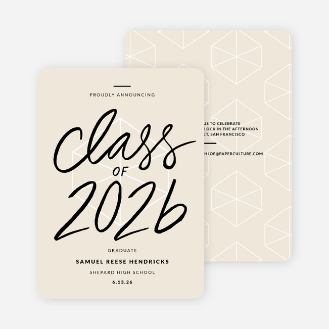 Proudly Announcing Graduation Cards - Beige