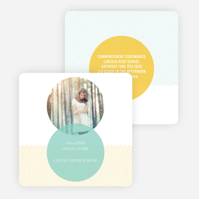 Thin Chevron Stripes Graduation Announcements - Blue