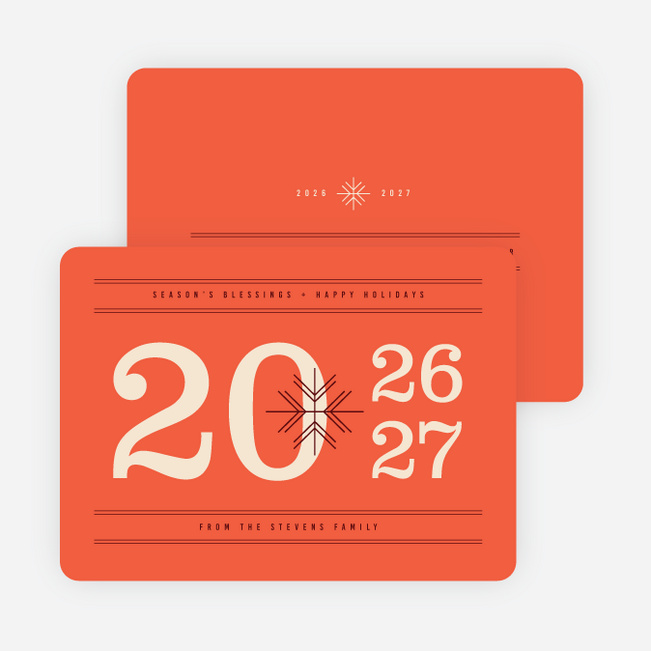 Big Numbers New Year Cards - Red