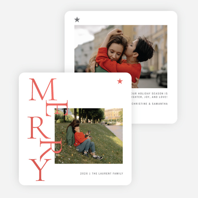 Foil Stylish Merry Christmas Cards - Red