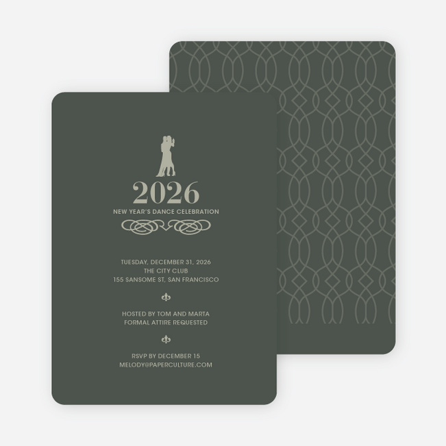 Dance Dance Not So Revolution New Year’s Invitations - Charcoal Grey