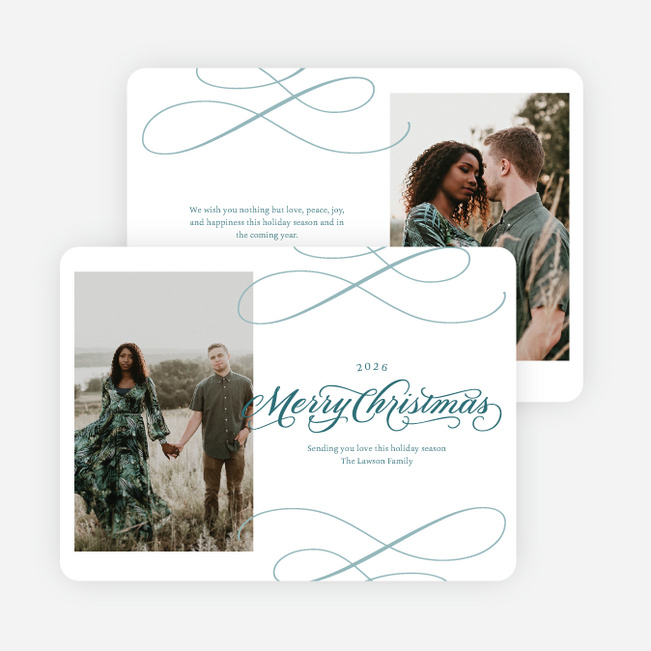 Whispered Wishes Personalized Christmas Cards - Blue