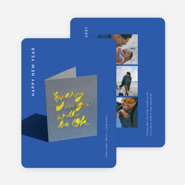 Hopeful Sentiment New Year Cards and Invitations - Blue