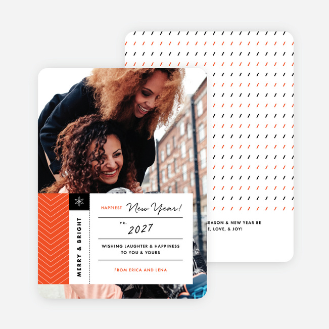 Modern Tags New Year Cards - Orange