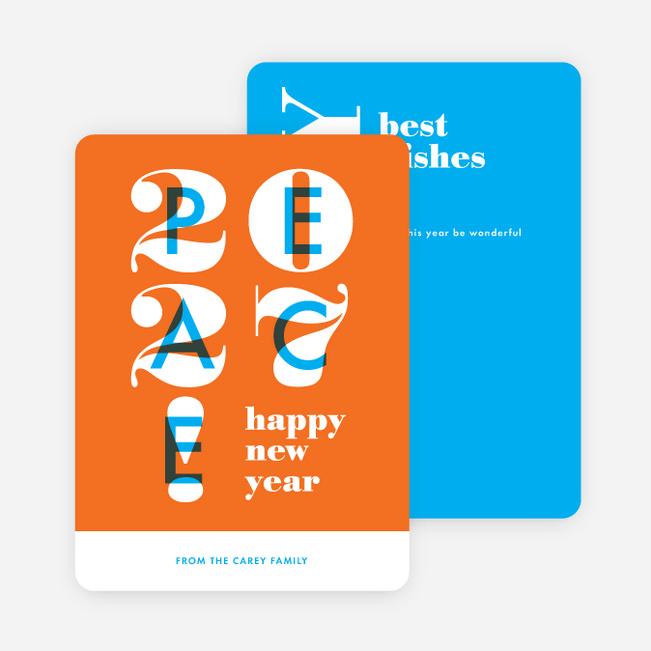 Peace Overlay New Year Cards - Orange