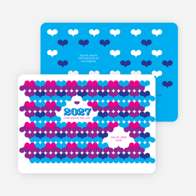 Psychedelic Hearts New Year’s Party Invitations - Magenta