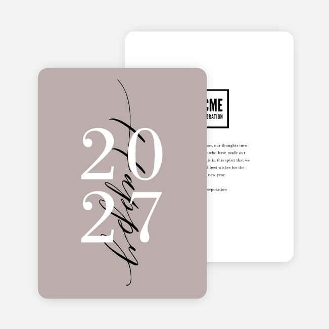 Stacked New Year Company Holiday Cards - Brown