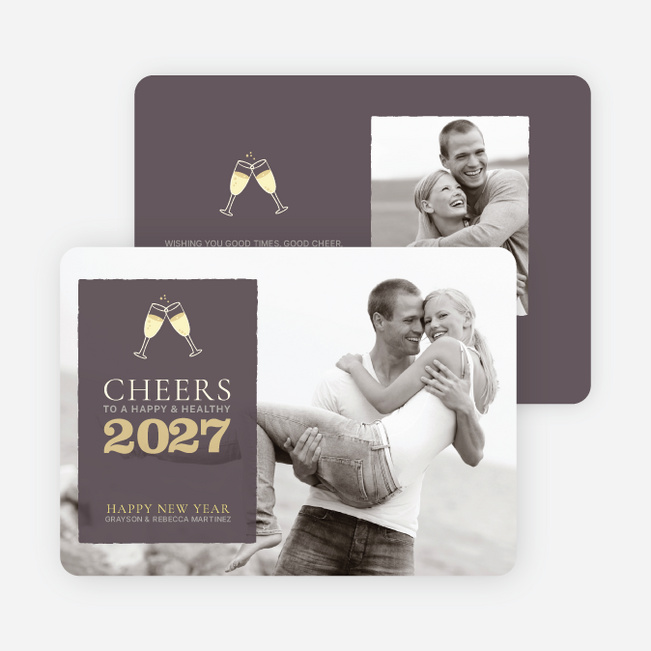 Cheers New Year’s Photo Cards - Pebble