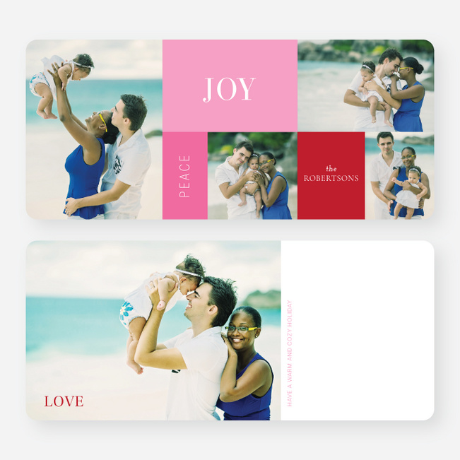 Joy, Peace & Love Blocks: Holiday Photo Cards - Red