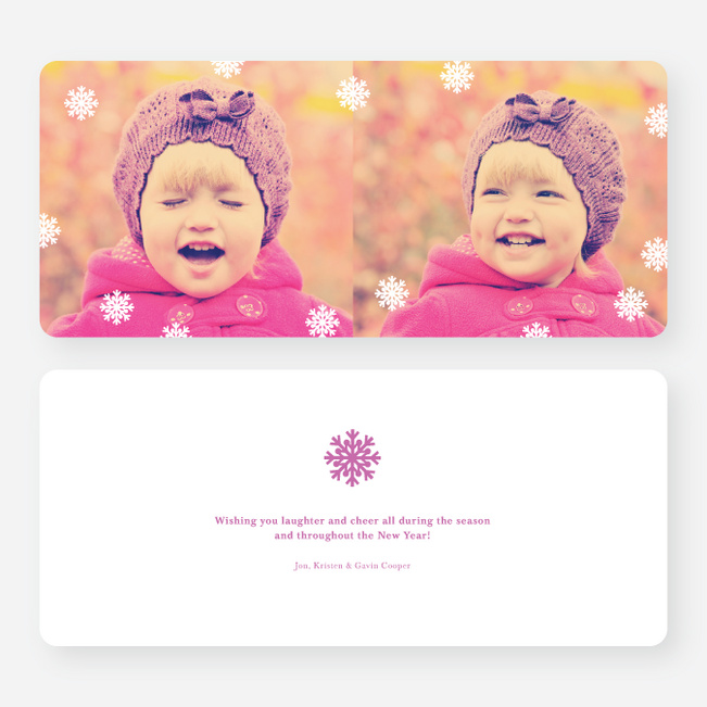 Fluttering Snowflake Holiday Photo Cards - Purple