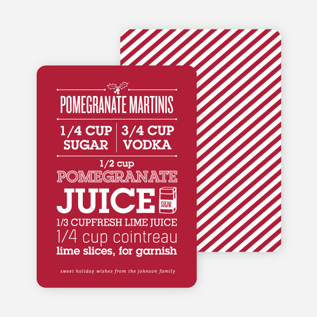Pomegranate Recipe Holiday Cards - Red