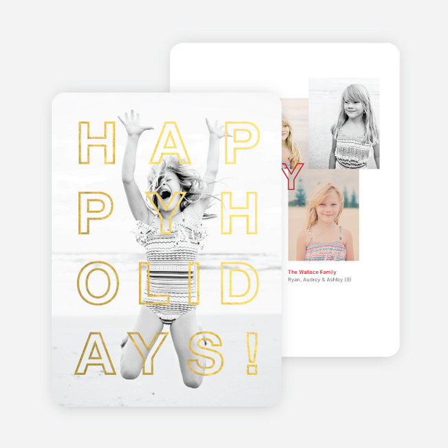 Happy Holidays Cards Foil Outline - Red