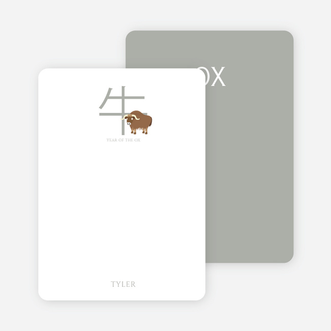 Notecards for the ‘Chinese Ox’ cards. - Bronze