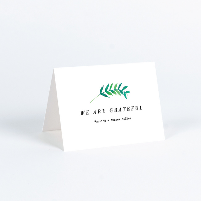 Minimal Laurel Wedding Thank You Cards - White