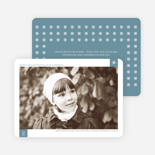 Classic Snowflake Holiday Photo Cards - Mystic Blue