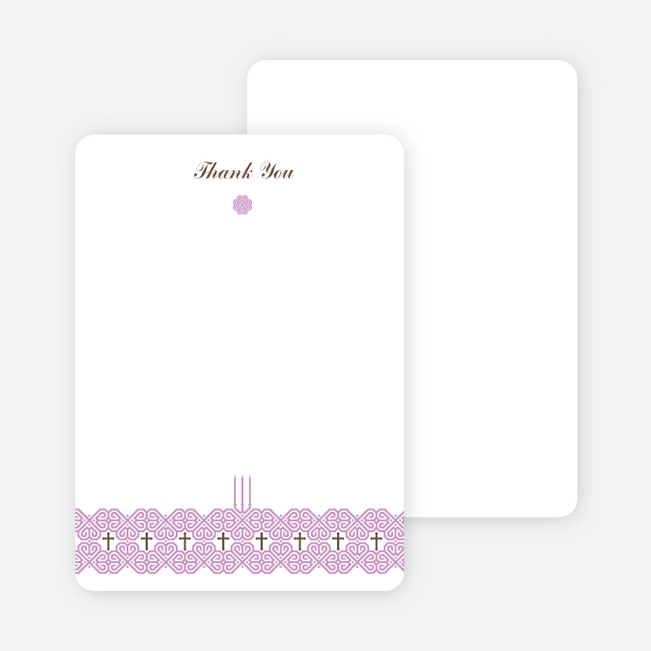 Notecards for the ‘Elegant Candle Baptism Invitation’ cards. - Purple