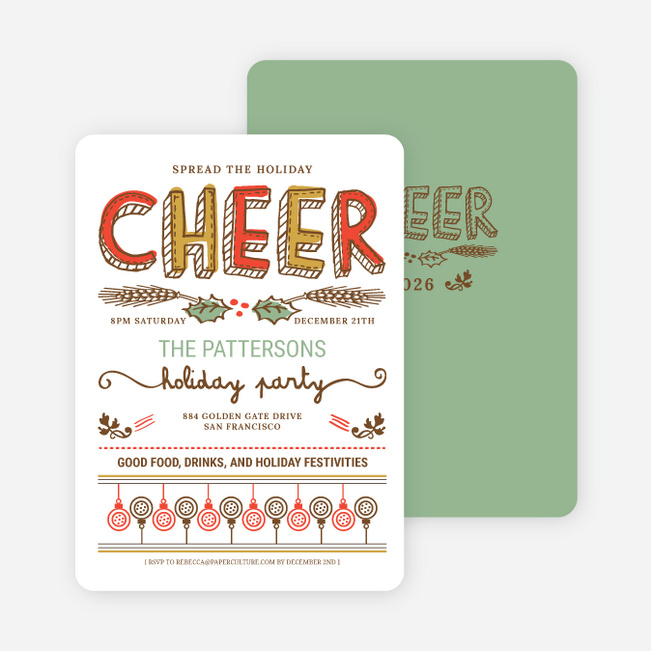 Spread the Holiday Cheer Holiday Invitations - Orange Spice