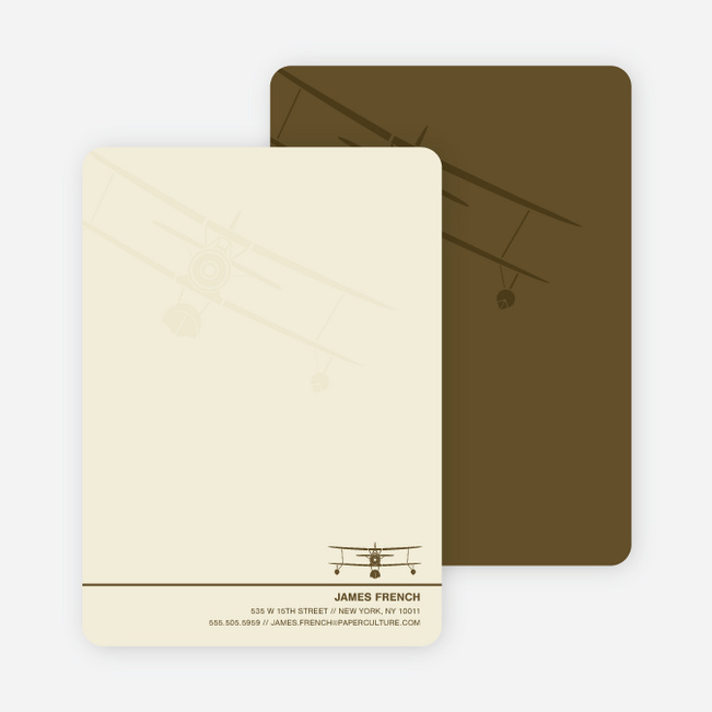 Aviator Custom Stationery for Airplane Fanatics - Ecru