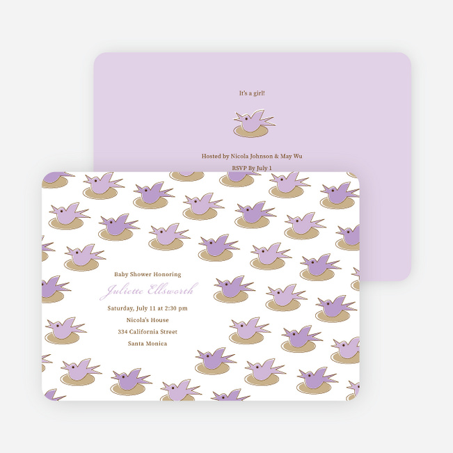 Baby Bird Shower Invitation - Lavender