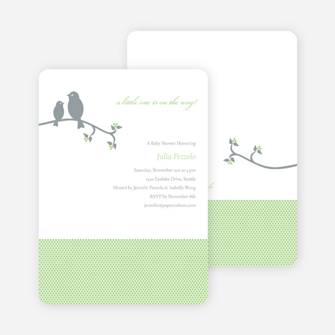 Classic Bird Baby Shower Invitation - Light Green