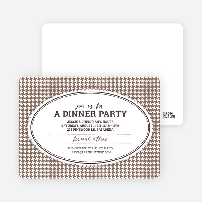 Houndstooth Party Invitations - Cappuccino