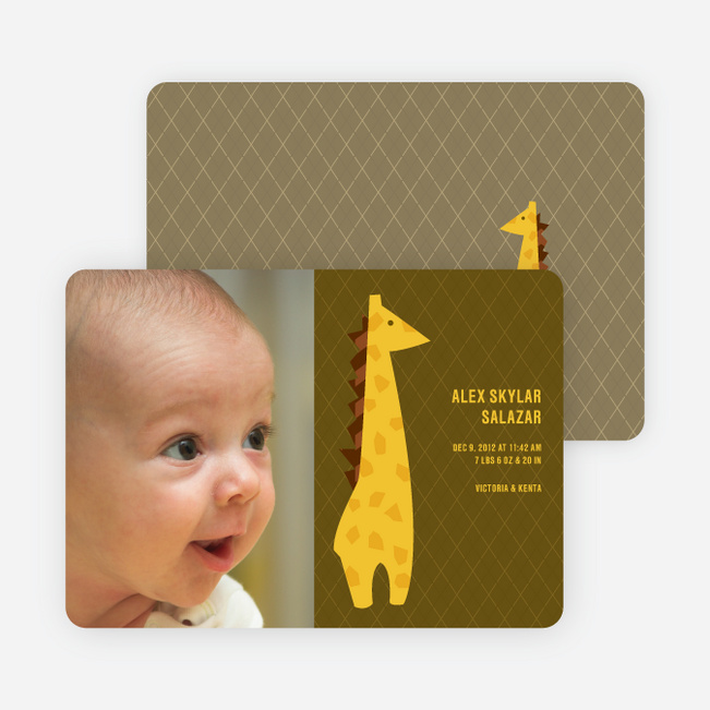 Long Neck or No Neck Baby Announcement - Dark Olive