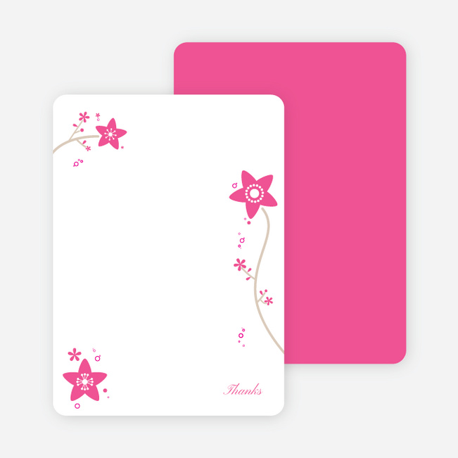 Notecards for the ‘Floral Baptism Invitation’ cards. - Pink