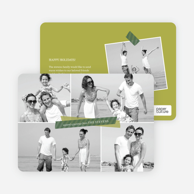 Picture Collage Holiday Photo Card - Green