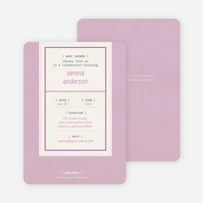 Baby Ticket Baby Shower Invitations - Lavender