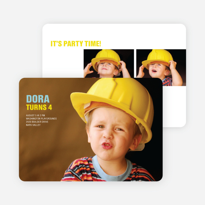 Bold Text Photo Birthday Invites - Bold Blue