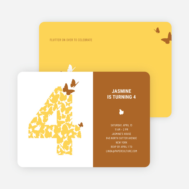 Flying Butterfly Modern Birthday Invitation - Rust