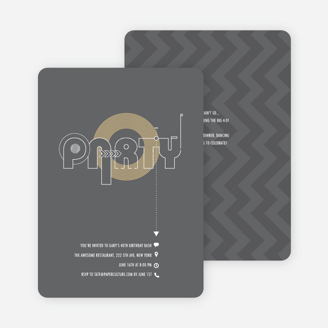 Music, DJ, Tunes – Birthday Invitations - Gray