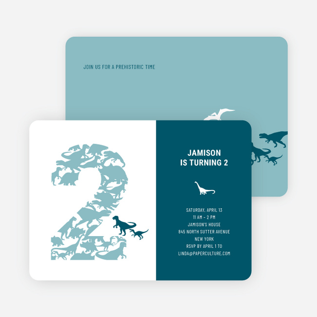 Ultimate Dinosaur Invitation - Baby Blue