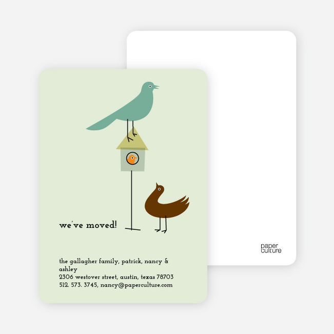 Bird House Moving Announcement - Light Green