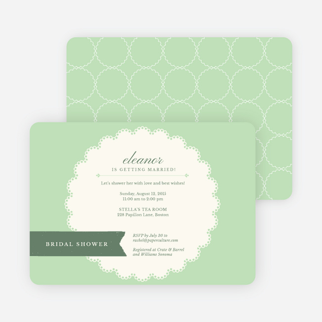 Lace Doily Bridal Sower Invitations - Green