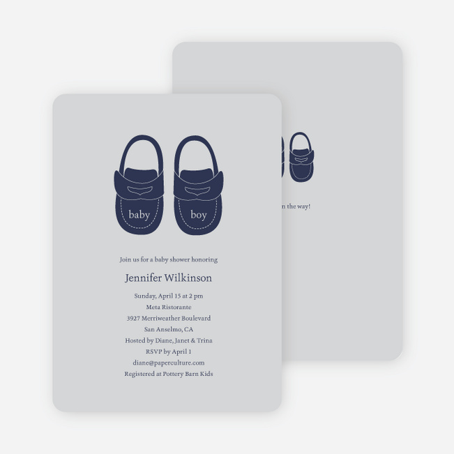 Baby’s Got a New Pair of Shoes Baby Shower Invitations - Light Silver
