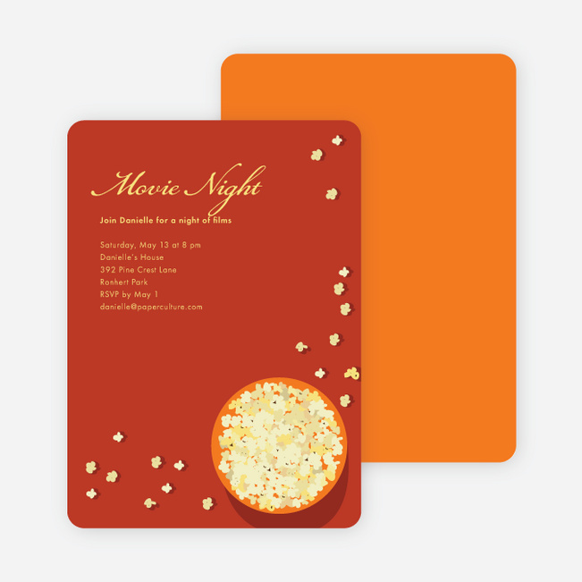 Movie Night Party Invitations - Cinnamon