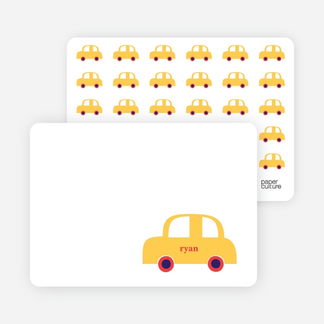 Personal Stationery for Twin Fold: Car Twins Baby Announcement - Banana Yellow