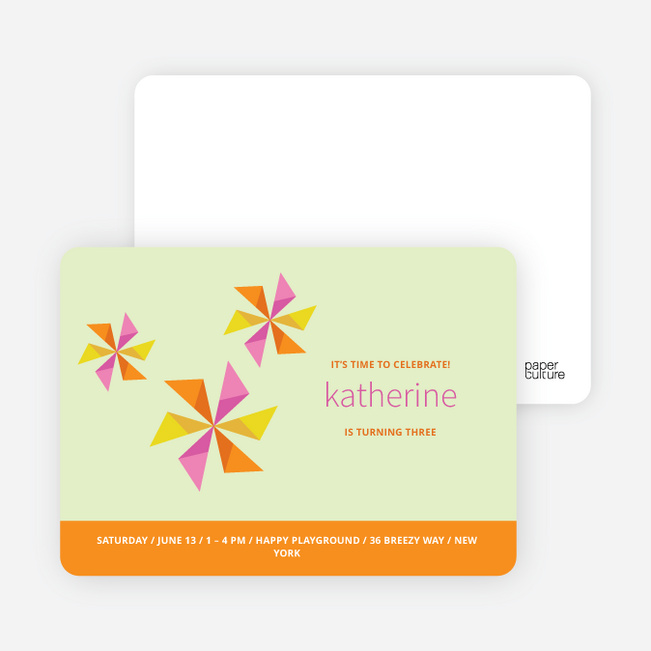Pinwheel Modern Birthday Party Invitation - Yellow Mist