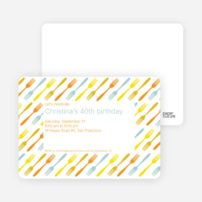 Fork Fork Fork Party Invitation - Tangerine Orange