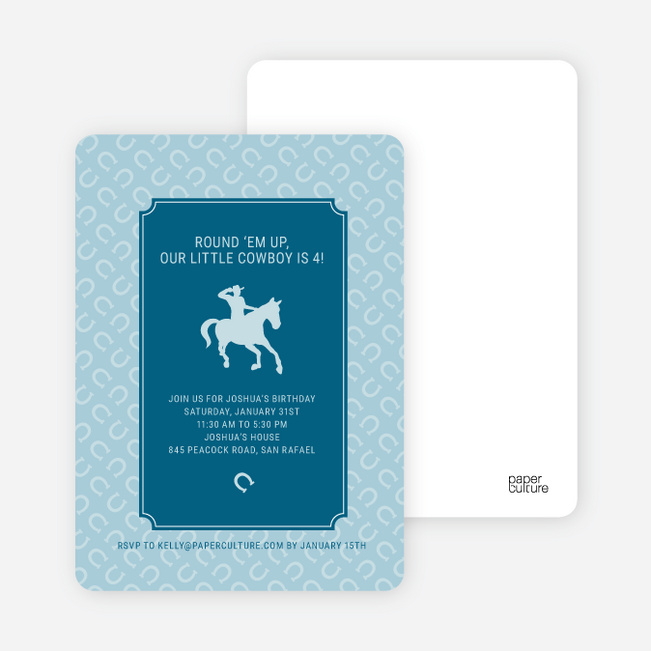 Cowboy Birthday Invitation - Cadet Blue