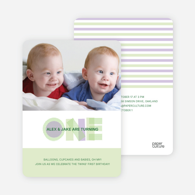 Modern Blue 1st Birthday Invitation - Light Lime