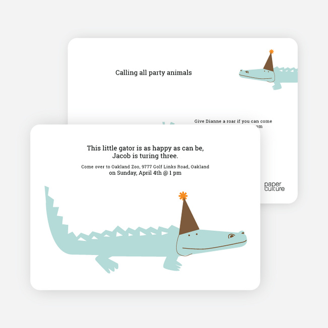 Zoo Animal Birthday Party Invitations - Carrot Orange